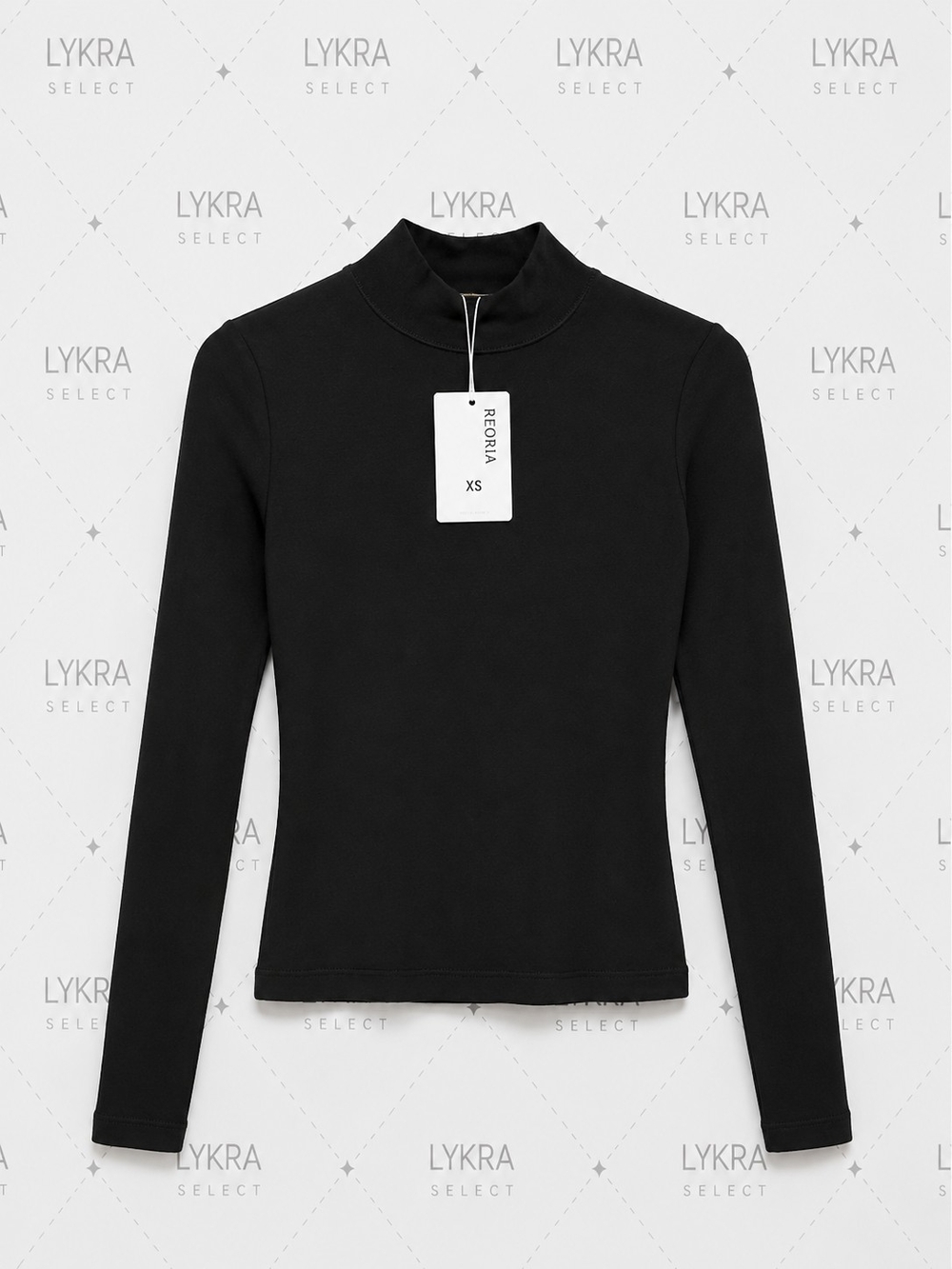 ReoRia Black Long Sleeve Mock Neck Top